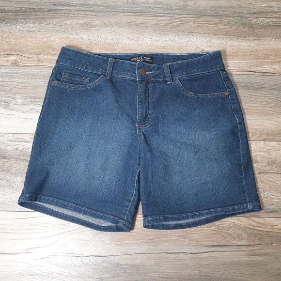 Riders By Lee Women Mid Rise Denim Shorts Size 14M Waist 34 In Blue Jean Stretch - Picture 1 of 6